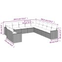 VidaXL 11-cz. zestaw wypoczynkowy do ogrodu, poduszki czarny rattan PE