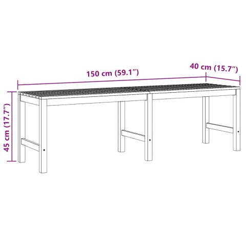 VidaXL Ławka ogrodowa, 150 cm, lite drewno tekowe
