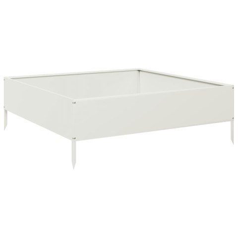 VidaXL Podwyższona donica, biała, 100x100x33,5 cm, stal