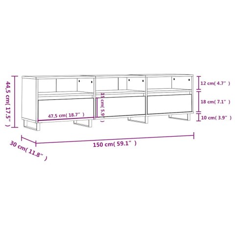 SZAFKA POD TV SZARY DĄB SONOMA 150X30X44,5CM