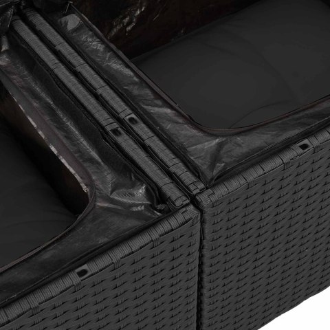 VidaXL Zestaw Sof na Ogród z poduszką 8 pcs Czarny Technorattan