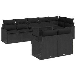 VidaXL Zestaw Sof na Ogród z poduszką 9 pcs Czarny Rattan poli