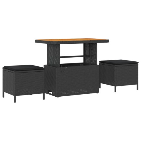 VidaXL Zestaw Sof na Ogród z poduszką z przechowywaniem 8 pcs Czarny