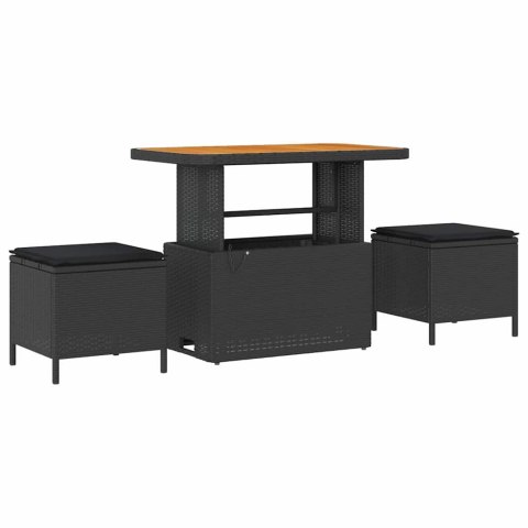 VidaXL Zestaw Sof na Ogród z poduszką z przechowywaniem 8 pcs Czarny