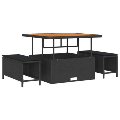 VidaXL Zestaw Sof na Ogród z poduszką z przechowywaniem 9 pcs Czarny