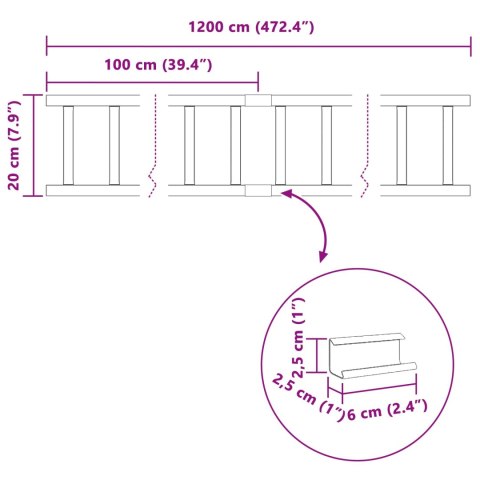 VidaXL Stróż śniegu na dachu 1200 x 2,5 x 20 cm Stal