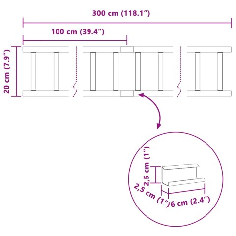 VidaXL Stróż śniegu na dachu Antracyt 300 x 2,5 x 20 cm Stal