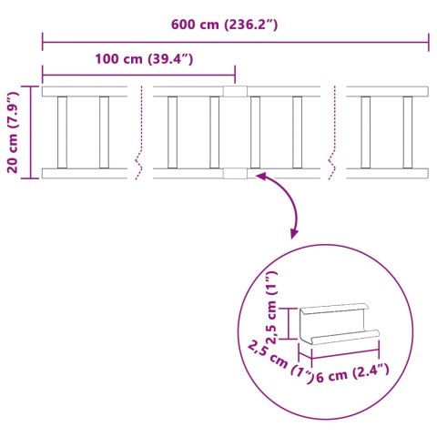 VidaXL Stróż śniegu na dachu Antracyt 600 x 2,5 x 20 cm Stal