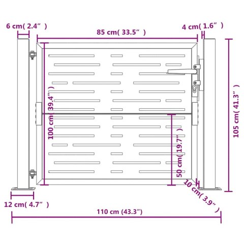 VidaXL Furtka ogrodowa, antracytowa, 100x100 cm, stal, w prostokąty