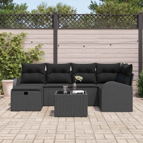 VidaXL Zestaw Sof na Ogród 7 pcs Czarny 234 x 124 x 85 cm Polirattan