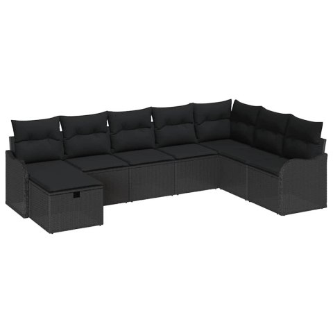 VidaXL Zestaw Sof z poduszką z przechowywaniem Czarny polirattan