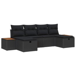 VidaXL Zestaw Sof na Ogród 6 pcs Czarny 55 x 62 x 69 cm Polirattan