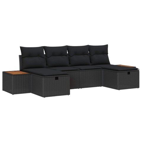 VidaXL Zestaw Sof na Ogród 6 pcs Czarny 55 x 62 x 69 cm Polirattan