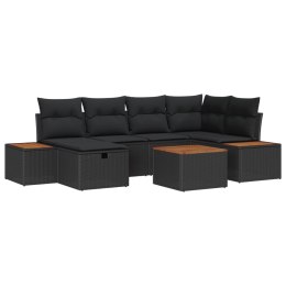 VidaXL Zestaw Sof na Ogród 7 pcs Czarny 55 x 62 x 69 cm Polirattan