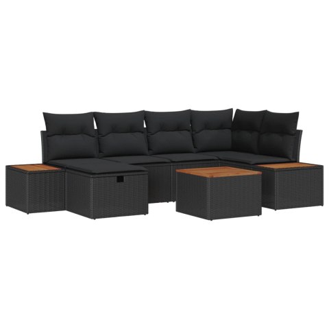 VidaXL Zestaw Sof na Ogród 7 pcs Czarny 55 x 62 x 69 cm Polirattan