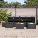 VidaXL Zestaw Sof na Ogród 7 pcs Czarny 55 x 62 x 69 cm Polirattan