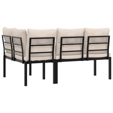 VidaXL Ławki ogrodowe z poduszkami, 2 szt., czarne, malowana stal