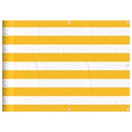VidaXL Parawan balkonowy w żółte i białe paski 75x700 cm