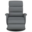 VidaXL Rozkładany fotel z podnóżkiem, szary, sztuczna skóra