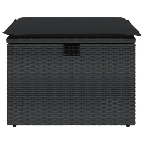 STOŁEK OGRODOWY Z PODUSZKĄ CZARNY 55X55X37CM POLIRATTAN