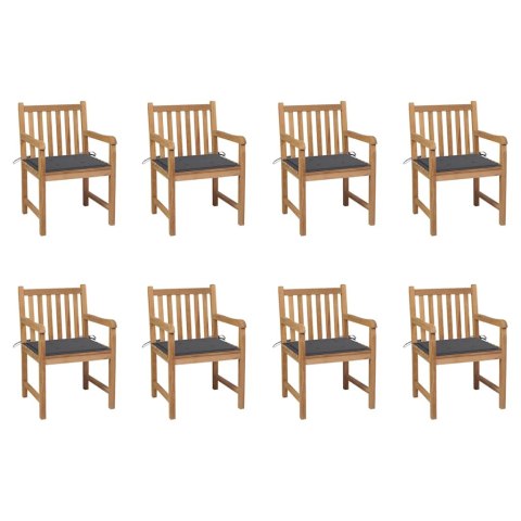 KRZESŁA OGRODOWE 8 SZT. Z ANTRACYTOWYMI PODUSZKAMI TEKOWE