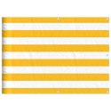 VidaXL Parawan balkonowy w żółte i białe paski 75x1000 cm