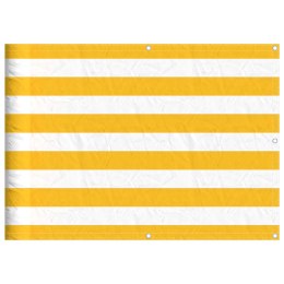 VidaXL Parawan balkonowy w żółte i białe paski 75x1000 cm