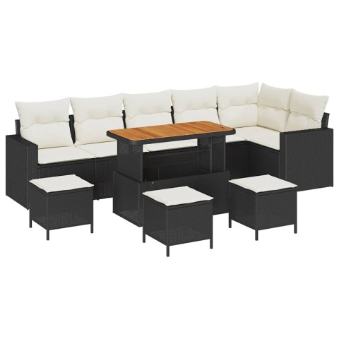 VidaXL Zestaw Sof na Ogród 12 pcs Czarny i kremowy polirattan
