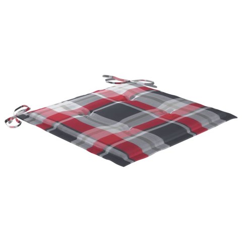 KRZESŁA OGRODOWE 4 SZT. Z PODUSZKAMI W CZERWONĄ KRATĘ TEKOWE