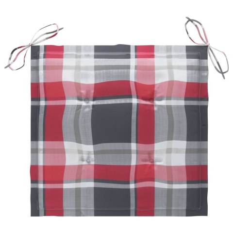 KRZESŁA OGRODOWE 4 SZT. Z PODUSZKAMI W CZERWONĄ KRATĘ TEKOWE