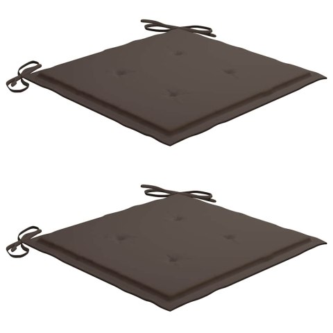 KRZESŁA OGRODOWE Z PODUSZKAMI TAUPE 2 SZT. DREWNO TEKOWE