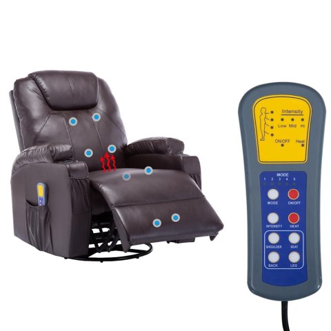 BUJANY FOTEL DO MASAŻU BRĄZOWY SZTUCZNA SKÓRA