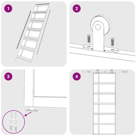 VidaXL Drzwi przesuwne, matowe szkło ESG i aluminium, 76x205 cm, białe