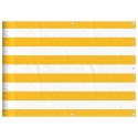 VidaXL Parawan balkonowy w żółte i białe paski 75x800 cm