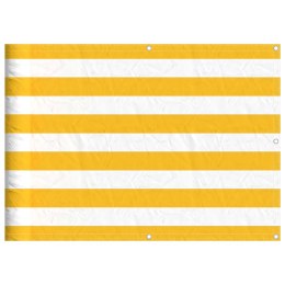 VidaXL Parawan balkonowy w żółte i białe paski 75x800 cm