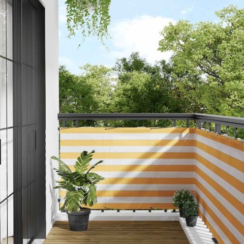 VidaXL Parawan balkonowy w żółte i białe paski 90x700 cm