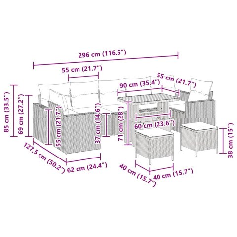 VidaXL Zestaw Sof na Ogród 13 pcs Beżowy i kremowy polirattan