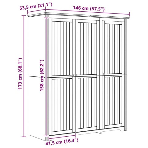 VidaXL Garderoba z drzwiami BODO Miodowy brąz 146 x 53,5 x 173 cm