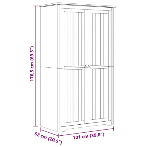 VidaXL Garderoba z drzwiami BODO Miodowy brąz 53,5 x 99 x 173 cm
