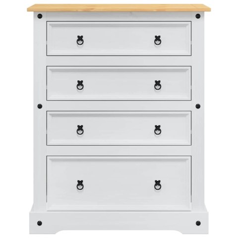 KOMODA Z 4 SZUFLADAMI CORONA 92X48X114 CM BIAŁA LITE DREWNO SOSNA SZAFKA BOX