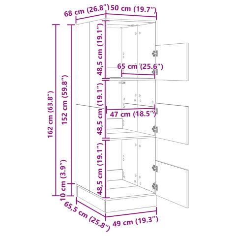 SZAFKA DO PRANIA Z DRZWIAMI SZARY SONOMA 50X 68X 162CM