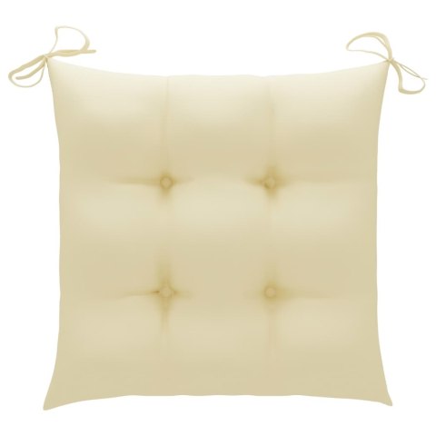 KRZESŁA OGRODOWE Z KREMOWYMI PODUSZKAMI 6 SZT. DREWNO TEKOWE