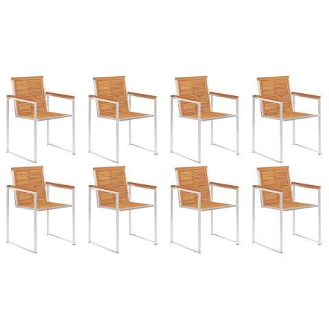 KRZESŁA OGRODOWE Z PODUSZKAMI 8 SZT. LITE DREWNO AKACJOWE