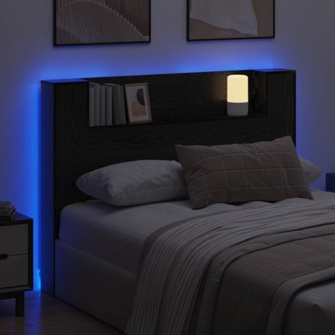 SZAFKA Z WEZGŁOWIEM Z LED CZARNY DĄB 140X 16,5X 103,5CM
