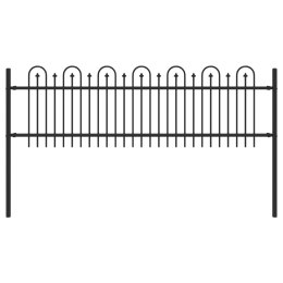 VidaXL Ogrodzenie Łukowe ze Szpikulcem Czarny 200 x 130 cm