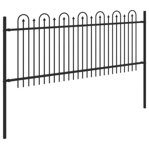 VidaXL Ogrodzenie Łukowe ze Szpikulcem Czarny 200 x 130 cm