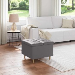 VidaXL Otoman z miejscem na przechowywanie Szary Skóra syntetyczna
