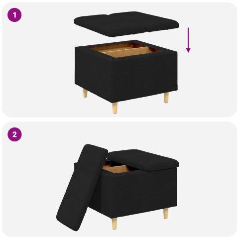 VidaXL Otoman z miejscem na przechowywanie z poduszką Czarny tkanina