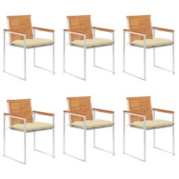 KRZESŁA OGRODOWE Z PODUSZKAMI 6 SZT. LITE DREWNO AKACJOWE