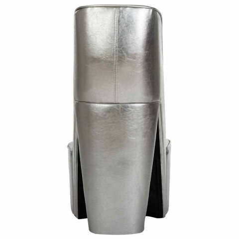 FOTEL W KSZTAŁCIE BUTA NA OBCASIE SREBRNY SZTUCZNA SKÓRA